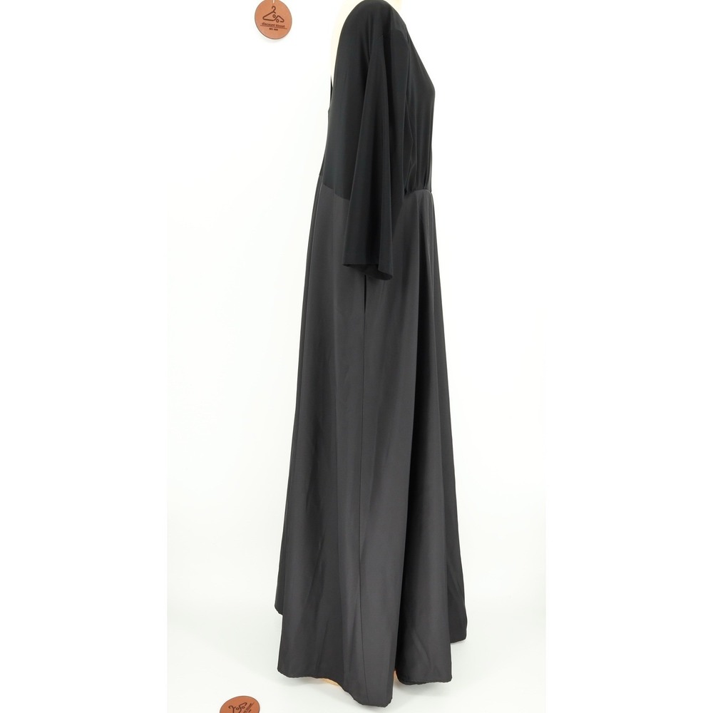 Alfred Sung V-Neck 3/4 Sleeve Mixed Media A-Line Gown Maxi Dress Size 24L D736 - Picture 3 of 12